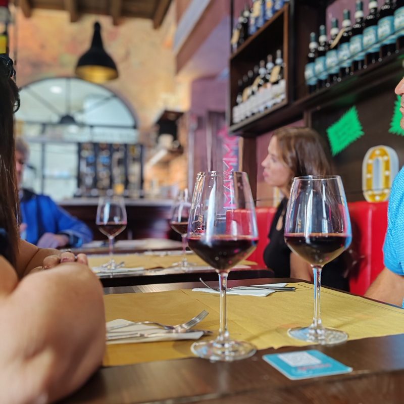 a person sitting on a table